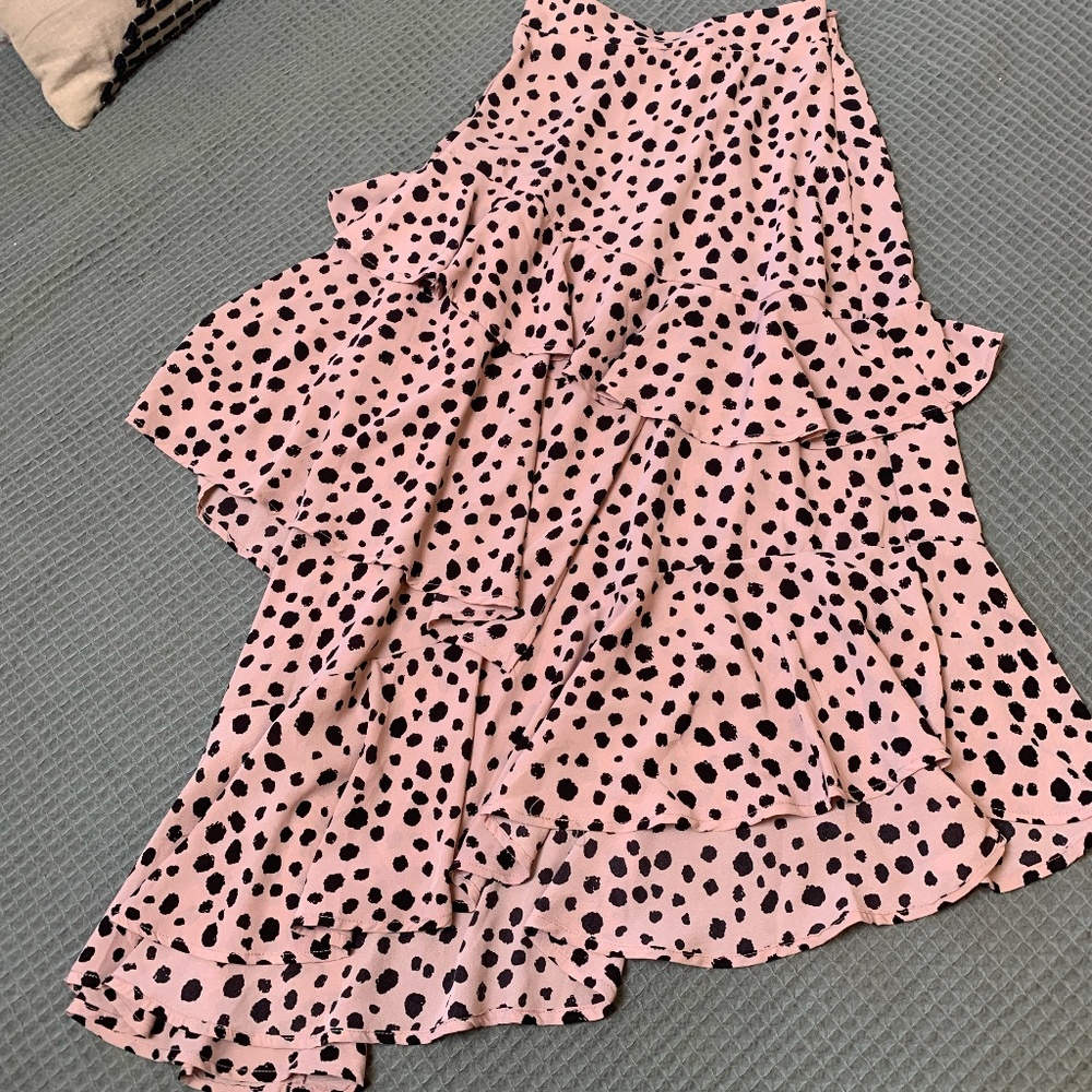 Vestique Midi Skirt Asymmetrical Ruffle
